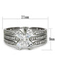 MATS092 - Rhodium 925 Sterling Silver Ring with AAA Grade CZ  in Clear