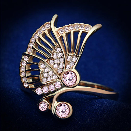 MATS094 - Rose Gold 925 Sterling Silver Ring with AAA Grade CZ  in Rose