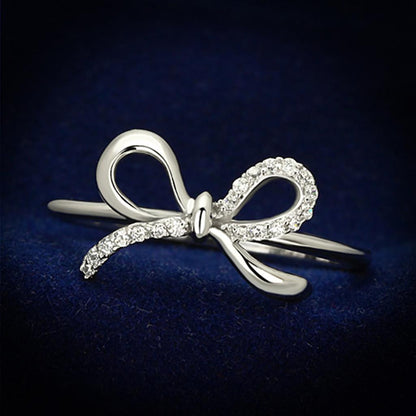 MATS109 - Rhodium 925 Sterling Silver Ring with AAA Grade CZ  in Clear