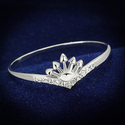 MATS120 - Rhodium 925 Sterling Silver Ring with AAA Grade CZ  in Clear