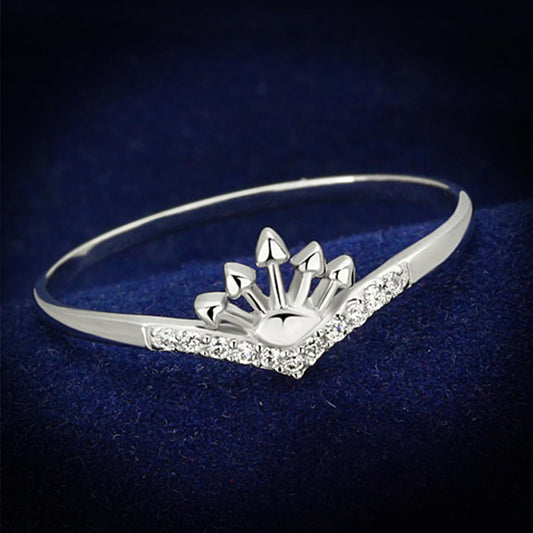 MATS120 - Rhodium 925 Sterling Silver Ring with AAA Grade CZ  in Clear