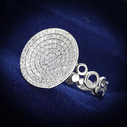 MATS121 - Rhodium 925 Sterling Silver Ring with AAA Grade CZ  in Clear