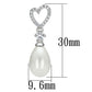MATS127 - Rhodium 925 Sterling Silver Necklace with Synthetic Pearl in White