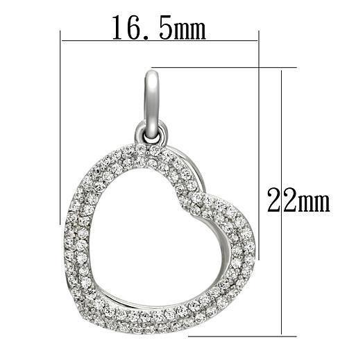 MATS128 - Rhodium 925 Sterling Silver Necklace with AAA Grade CZ  in Clear