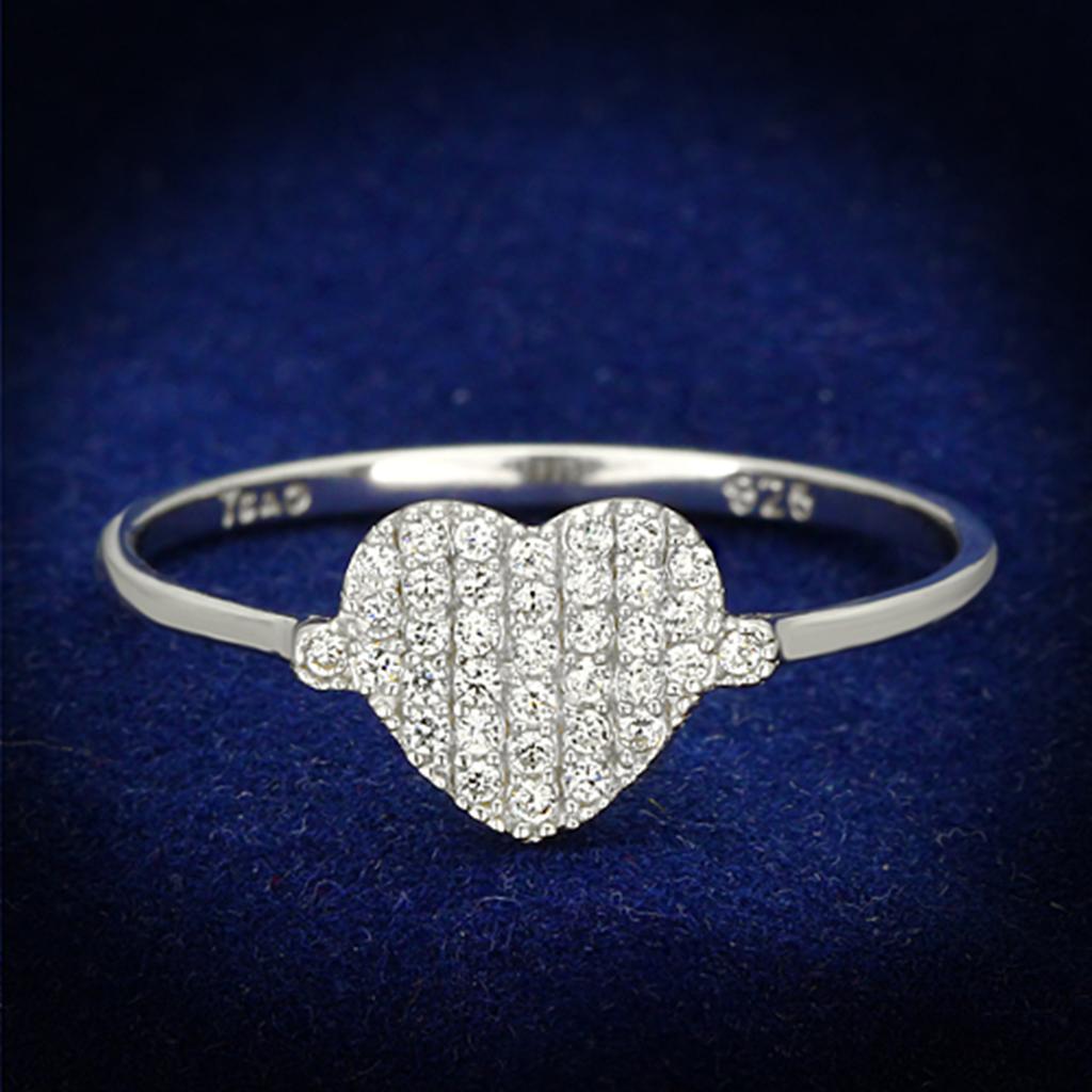MATS133 - Rhodium 925 Sterling Silver Ring with AAA Grade CZ  in Clear