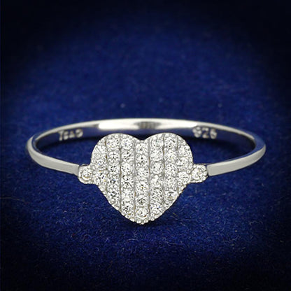 MATS133 - Rhodium 925 Sterling Silver Ring with AAA Grade CZ  in Clear