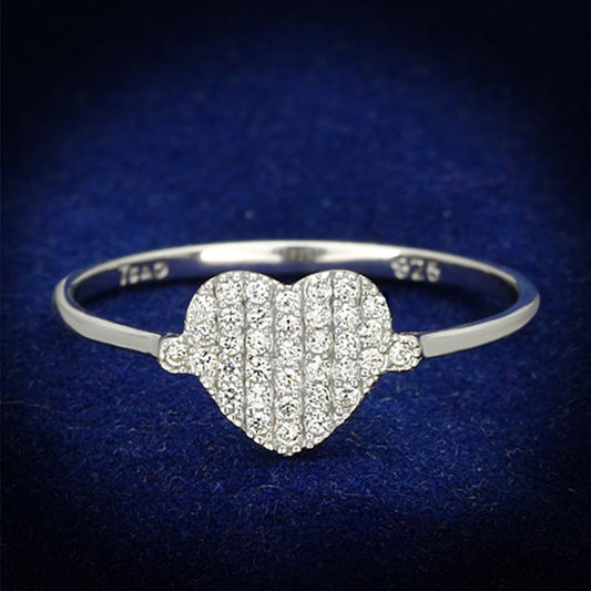 MATS133 - Rhodium 925 Sterling Silver Ring with AAA Grade CZ  in Clear