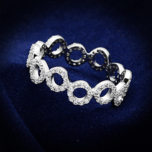 MATS139 - Rhodium 925 Sterling Silver Ring with AAA Grade CZ  in Clear