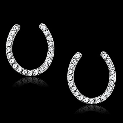 MATS162 - Rhodium 925 Sterling Silver Earrings with AAA Grade CZ  in Clear