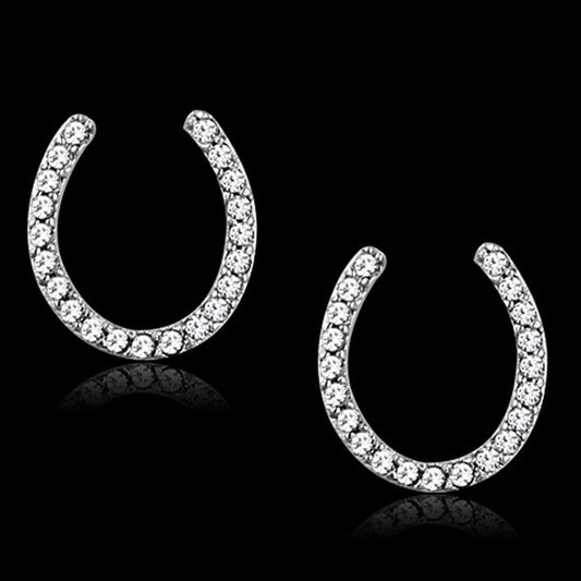 MATS162 - Rhodium 925 Sterling Silver Earrings with AAA Grade CZ  in Clear