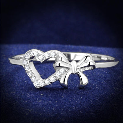 MATS195 - Rhodium 925 Sterling Silver Ring with AAA Grade CZ  in Clear