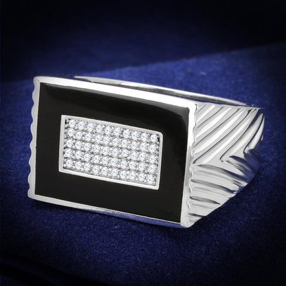 MATS220 - Rhodium 925 Sterling Silver Ring with AAA Grade CZ  in Clear