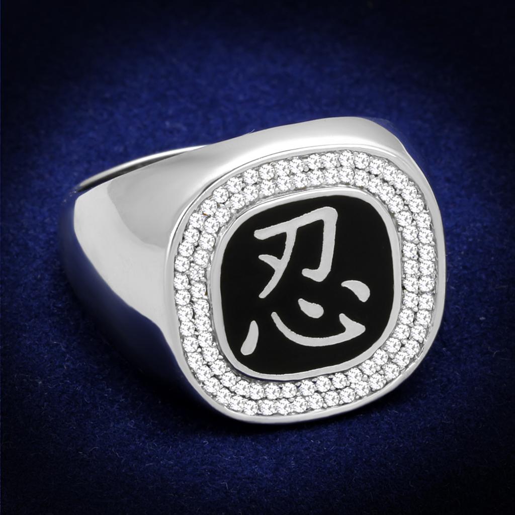 MATS225 - Rhodium 925 Sterling Silver Ring with AAA Grade CZ  in Clear
