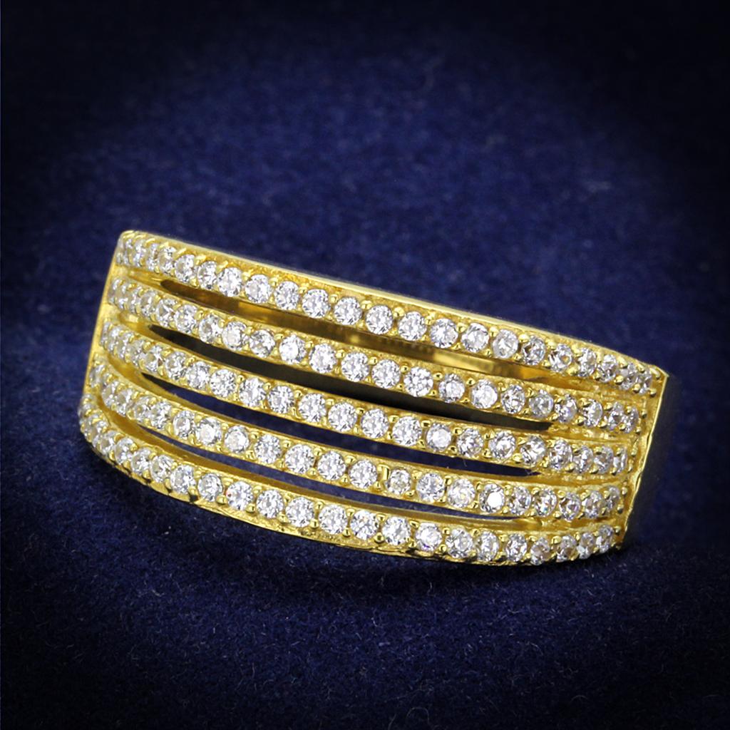 MATS254 - Gold 925 Sterling Silver Ring with AAA Grade CZ  in Clear
