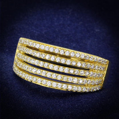 MATS254 - Gold 925 Sterling Silver Ring with AAA Grade CZ  in Clear