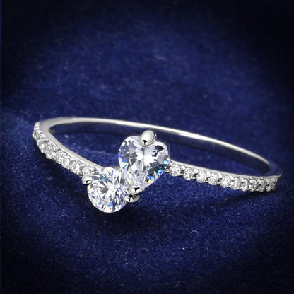 MATS258 - Rhodium 925 Sterling Silver Ring with AAA Grade CZ  in Clear