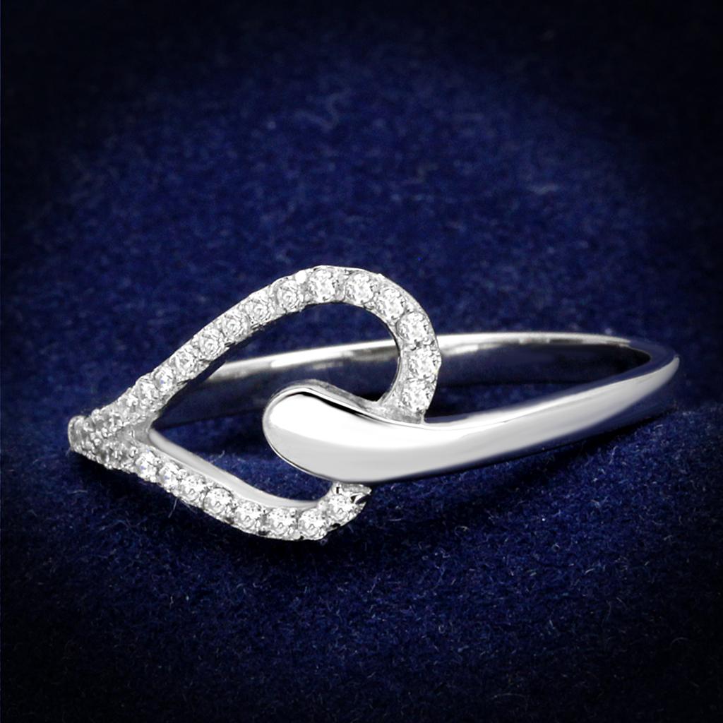 MATS269 - Rhodium 925 Sterling Silver Ring with AAA Grade CZ  in Clear