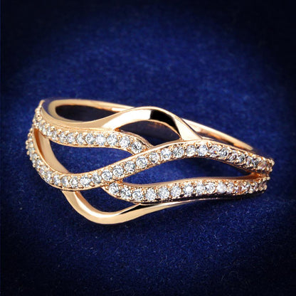 MATS276 - Rose Gold 925 Sterling Silver Ring with AAA Grade CZ  in Clear
