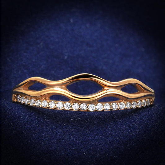 MATS278 - Rose Gold 925 Sterling Silver Ring with AAA Grade CZ  in Clear