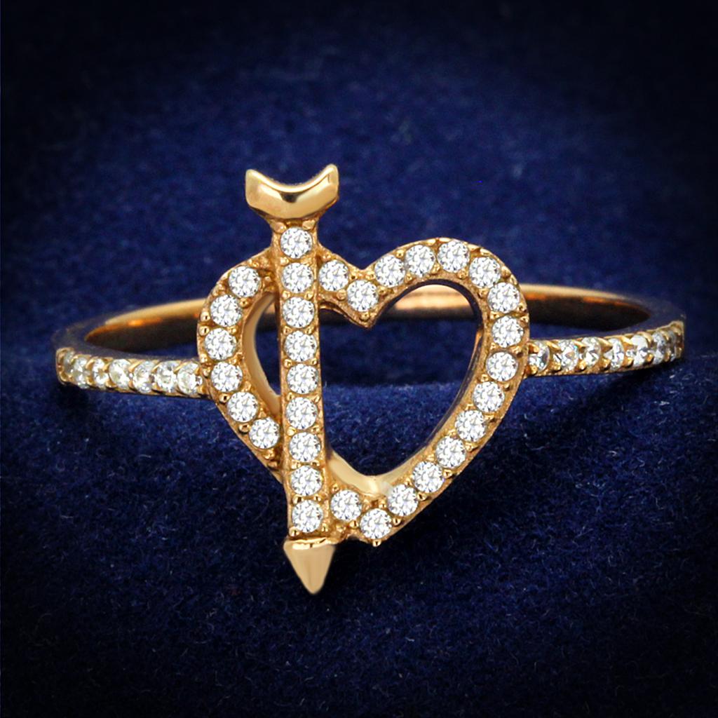 MATS281 - Rose Gold 925 Sterling Silver Ring with AAA Grade CZ  in Clear