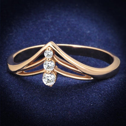 MATS283 - Rose Gold 925 Sterling Silver Ring with AAA Grade CZ  in Clear