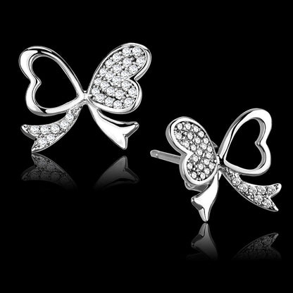 MATS288 - Rhodium 925 Sterling Silver Earrings with AAA Grade CZ  in Clear