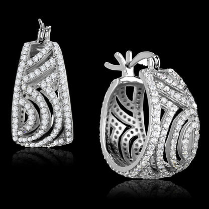 MATS296 - Rhodium 925 Sterling Silver Earrings with AAA Grade CZ  in Clear