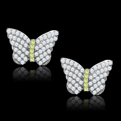 MATS327 - Rhodium 925 Sterling Silver Earrings with AAA Grade CZ  in Topaz