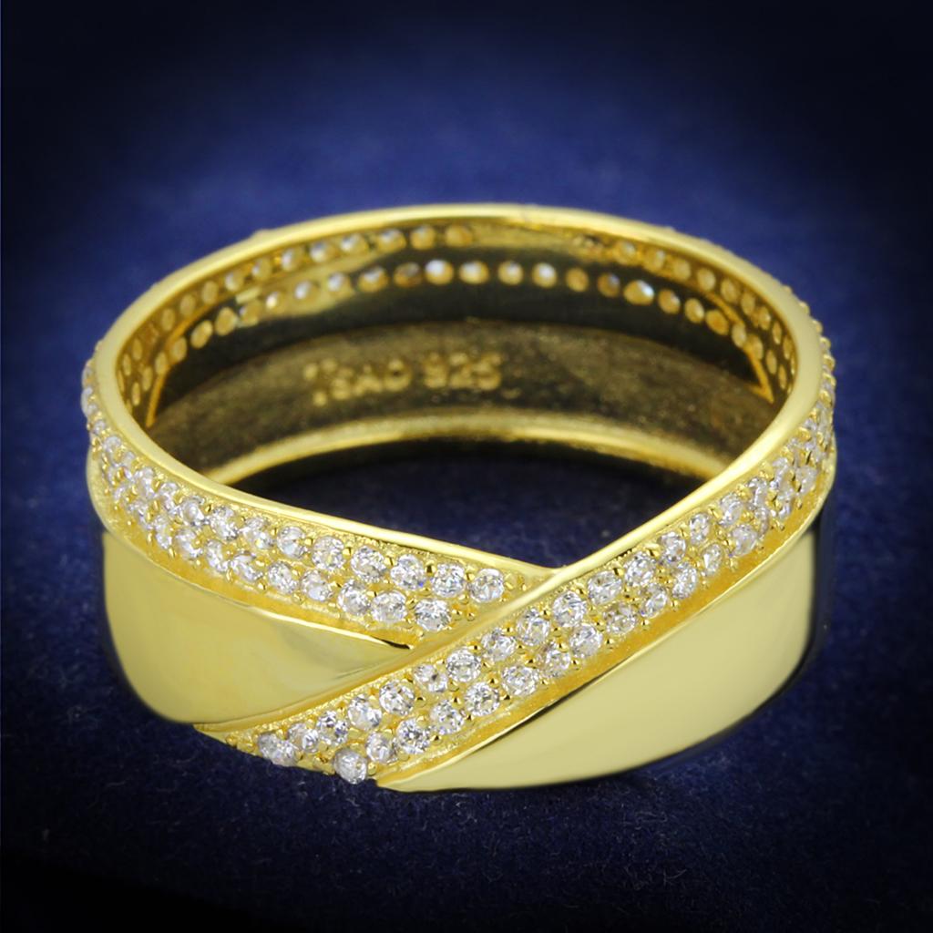 MATS380 - Gold 925 Sterling Silver Ring with AAA Grade CZ  in Clear