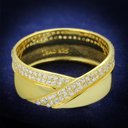 MATS380 - Gold 925 Sterling Silver Ring with AAA Grade CZ  in Clear