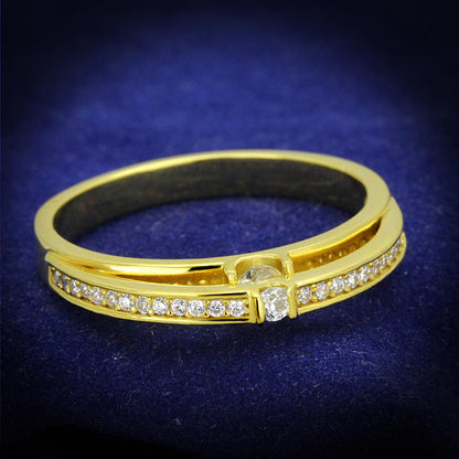 MATS403 - Gold 925 Sterling Silver Ring with AAA Grade CZ  in Clear