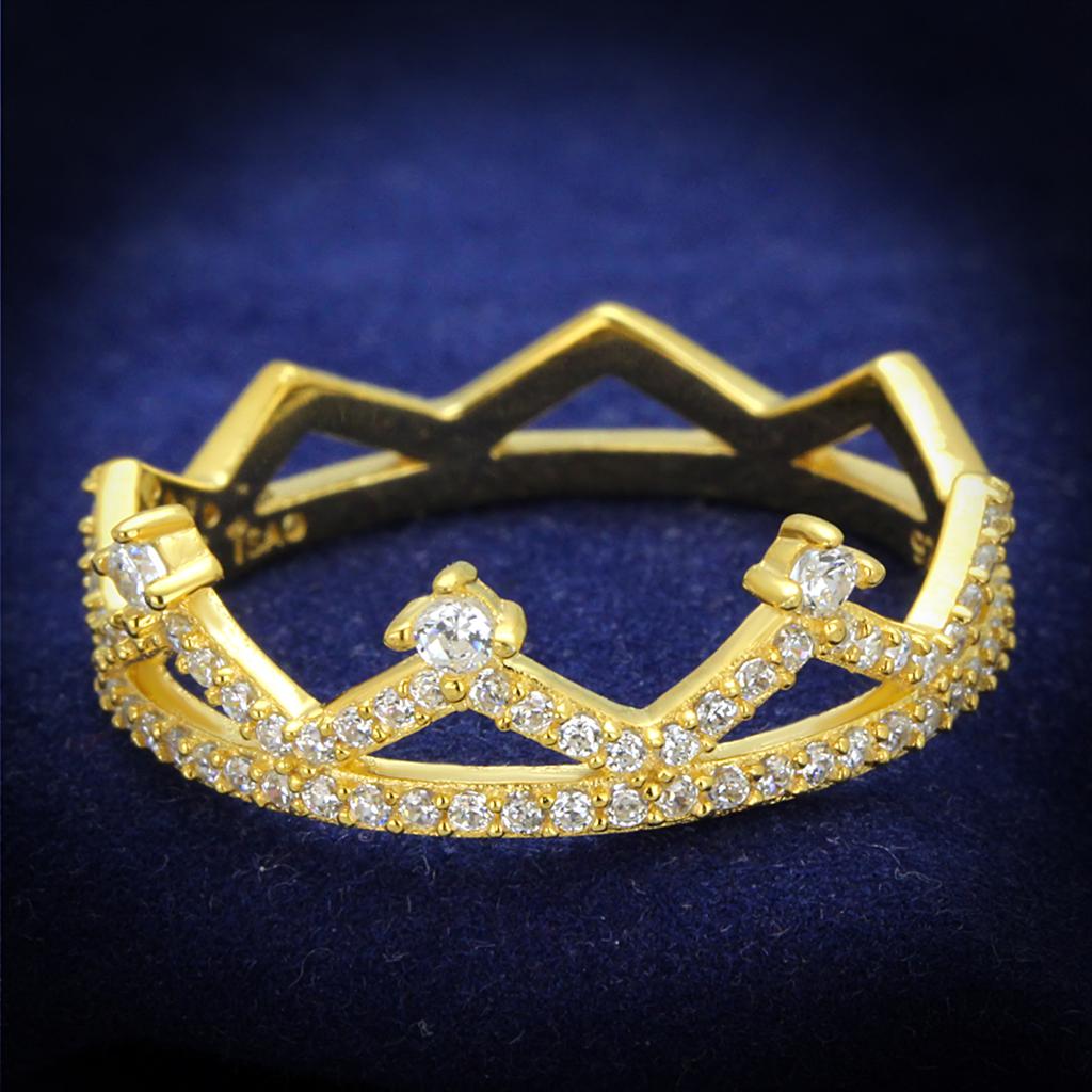 MATS404 - Gold 925 Sterling Silver Ring with AAA Grade CZ  in Clear