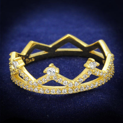 MATS404 - Gold 925 Sterling Silver Ring with AAA Grade CZ  in Clear