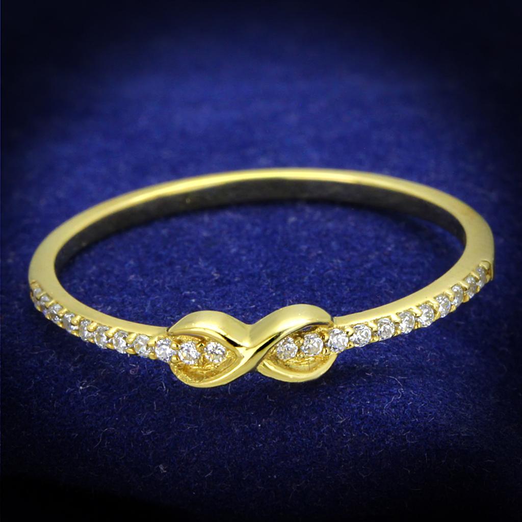 MATS405 - Gold 925 Sterling Silver Ring with AAA Grade CZ  in Clear