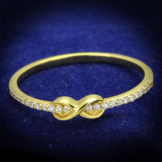 MATS405 - Gold 925 Sterling Silver Ring with AAA Grade CZ  in Clear