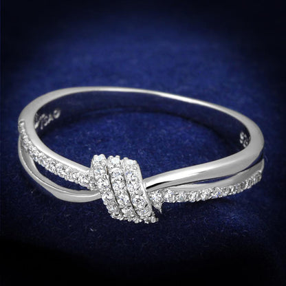 MATS435 - Rhodium 925 Sterling Silver Ring with AAA Grade CZ  in Clear