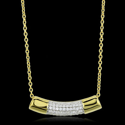 MATS452 - Gold+Rhodium 925 Sterling Silver Chain Pendant with AAA Grade CZ  in Clear