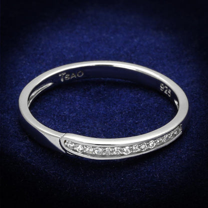 MATS472 - Rhodium 925 Sterling Silver Ring with AAA Grade CZ  in Clear
