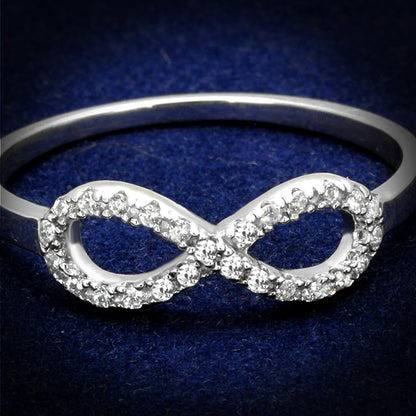 MATS487 - Rhodium 925 Sterling Silver Ring with AAA Grade CZ  in Clear