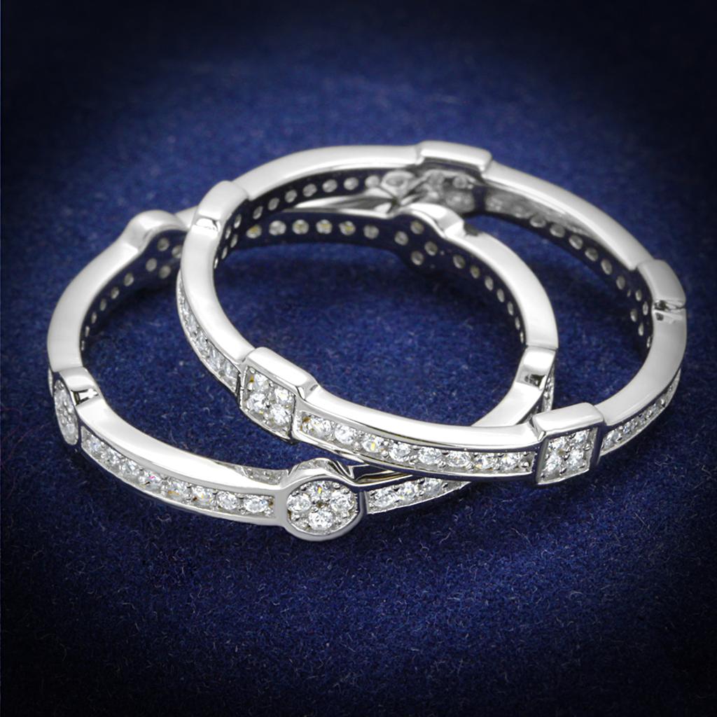 MATS503 - Rhodium 925 Sterling Silver Ring with AAA Grade CZ  in Clear