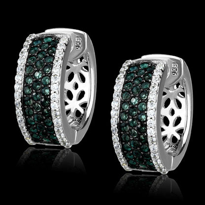MATS530 - Rhodium + Ruthenium 925 Sterling Silver Earrings with Synthetic Synthetic Glass in Blue Zircon