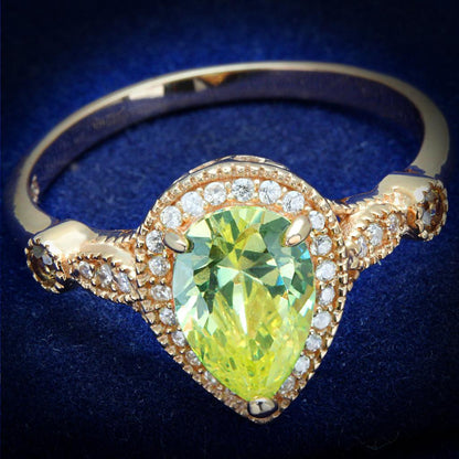 MATS538 - Rose Gold 925 Sterling Silver Ring with AAA Grade CZ  in Apple Green color