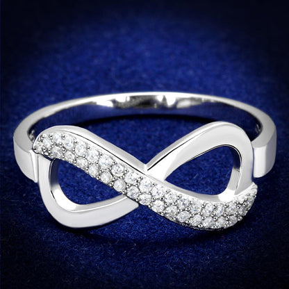 MATS541 - Rhodium 925 Sterling Silver Ring with AAA Grade CZ  in Clear