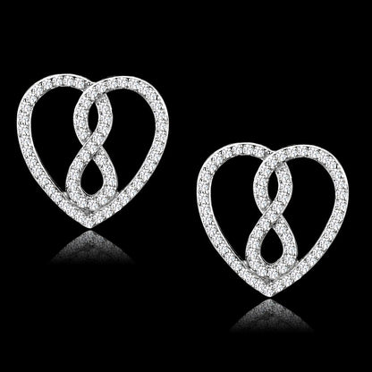 MATS549 - Rhodium 925 Sterling Silver Earrings with AAA Grade CZ  in Clear