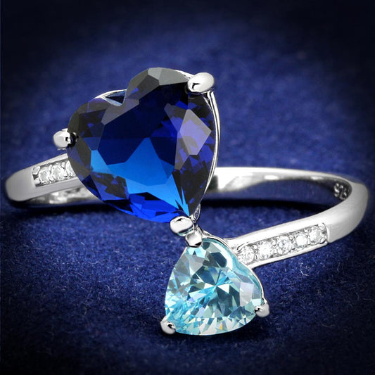 MATS554 - Rhodium 925 Sterling Silver Ring with Synthetic Synthetic Glass in Montana