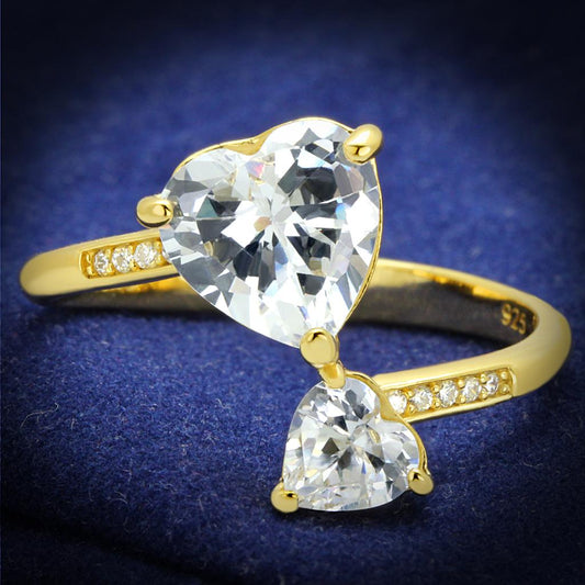 MATS555 - Gold 925 Sterling Silver Ring with AAA Grade CZ  in Clear