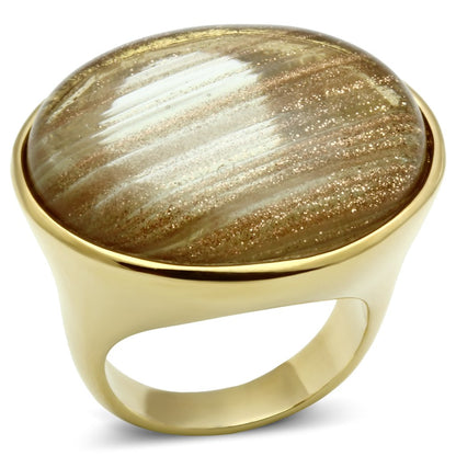 MAVL002 - IP Gold(Ion Plating) Brass Ring with Synthetic Synthetic Rutile in Topaz