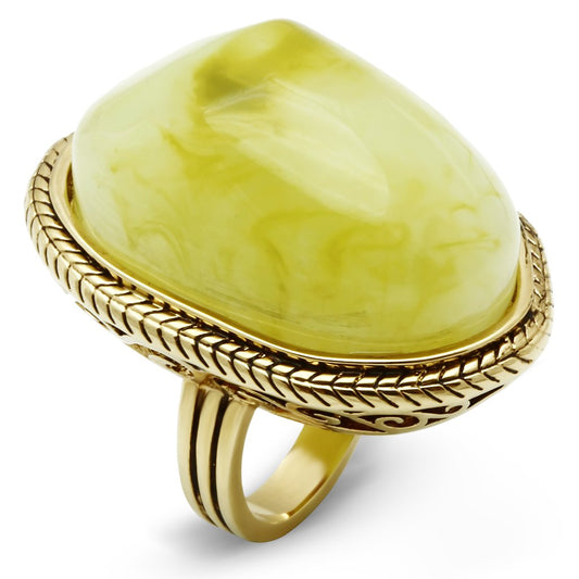 MAVL005 - IP Gold(Ion Plating) Brass Ring with Synthetic Synthetic Stone in Apple Green color