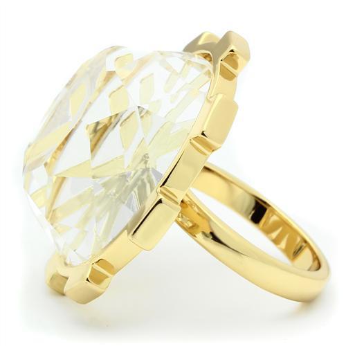 MAVL006 - Gold Brass Ring with Synthetic Synthetic Glass in Clear