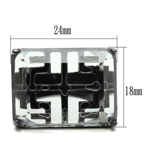MAVL008 - TIN Cobalt Black Brass Ring with Synthetic Synthetic Stone in Clear